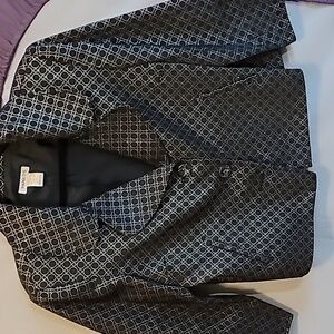 Harolds Jacket Women’s Black & Silver Cropped Sleeves Button Accent